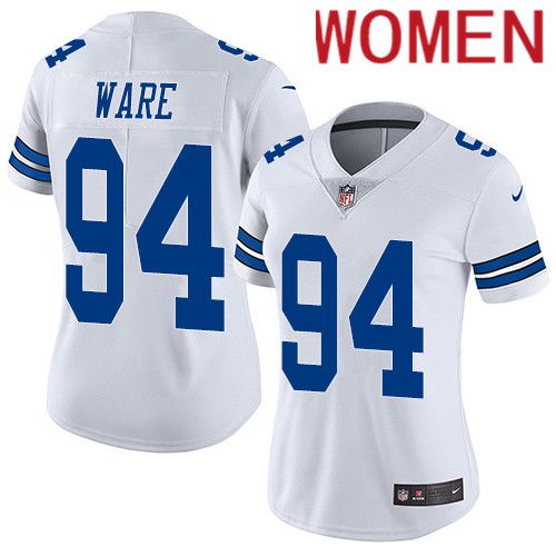 Women Dallas Cowboys 94 DeMarcus Ware Nike White Vapor Limited NFL Jersey